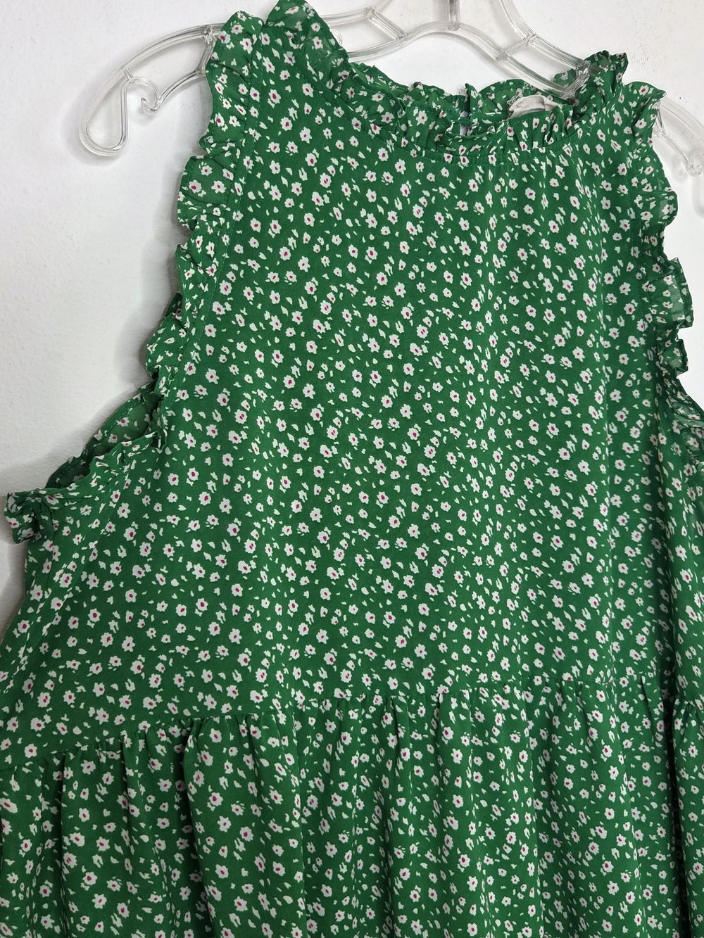 Green Floral Ruffle Sleeve Blouse - Picture 2 of 7